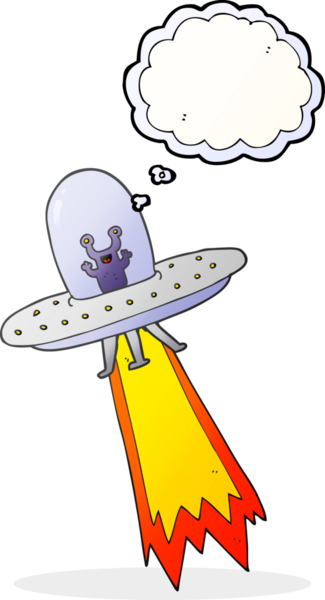 Bir insan tarafından çizilmiş serbest çizim balon karikatür uçan daire.