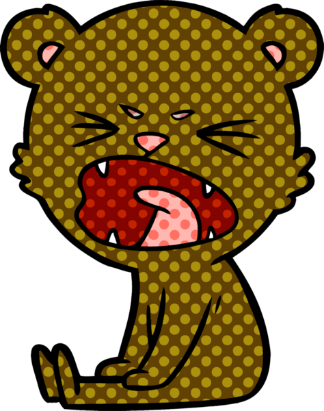 Bir insan tarafından çizilmiş kızgın çizgi film ayısı.