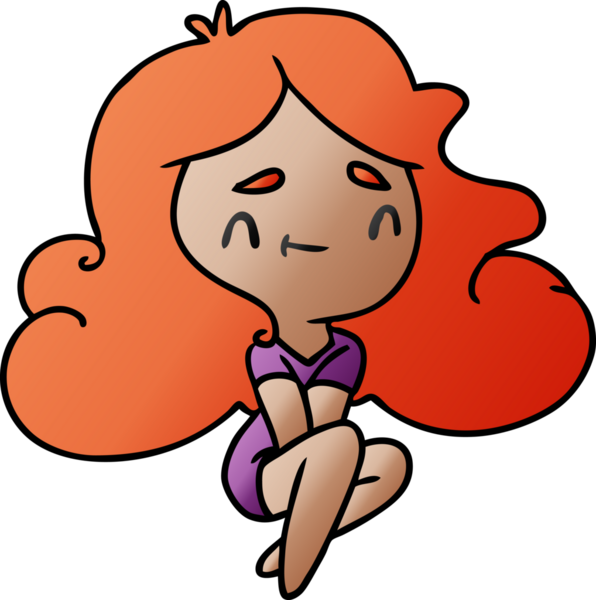 Bir insan tarafından çizilmiş sevimli bir kawai kızının gradyan çizimi.