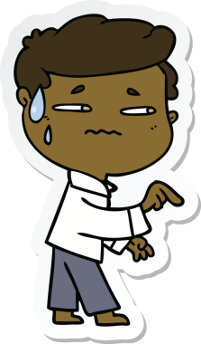 Bir insan tarafından çizilmiş endişeli bir adamın karikatür çıkartması.