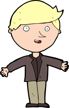 Bir insan tarafından çizilmiş, sıradan ceketli bir karikatür adamı.