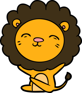 Bir insan tarafından çizilmiş çizgi film aslanı.