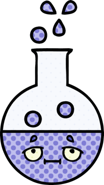 Bir insan tarafından çizilmiş bir test tüpünün çizgi romanı.