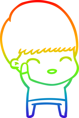 gökkuşağı gradyanı çizimi bir insan tarafından çizilmiş mutlu bir çizgi film çocuğu