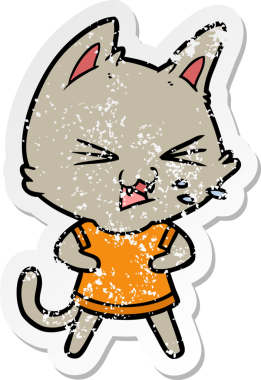 Bir insan tarafından çizilmiş bir çizgi film kedisinin sıkıntılı çıkartması.