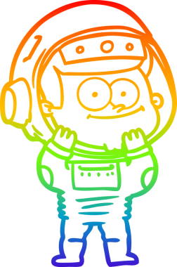 gökkuşağı gradyan çizimi mutlu bir astronot çizgi filmi bir insan tarafından çizildi