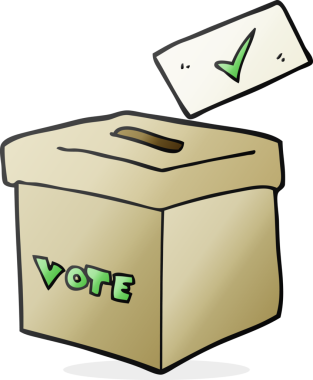 Bir insan tarafından çizilmiş serbest oy sandığı.