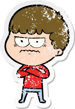 Bir insan tarafından çizilmiş sıkıntılı bir karikatür çıkartması.