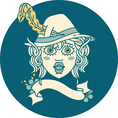 Retro Dövme Biçimi Elf karakter yüzü Bir insan tarafından çizilmiş