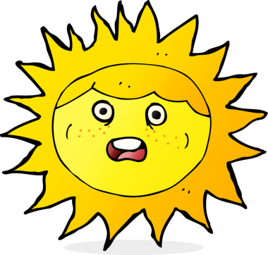 bir insan tarafından çizilmiş güneş çizgi film karakteri