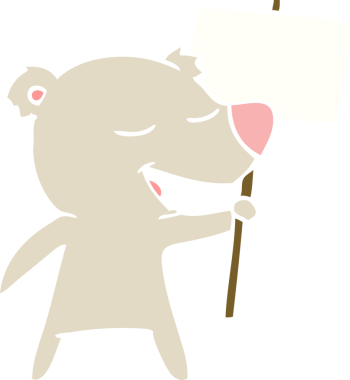 Bir insan tarafından çizilmiş düz renkli çizgi film ayısı