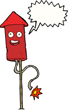 Bir insan tarafından çizilmiş konuşma baloncuklu havai fişek.