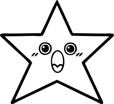 Bir insan tarafından çizilmiş altın yıldızın çizgi çizimi.