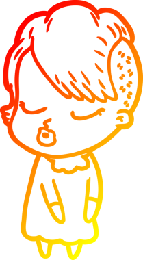 Bir insan tarafından çizilmiş güzel hippi bir çizgi film çizimi.