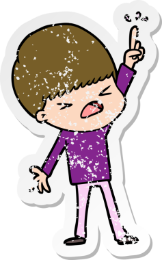 Bir insan tarafından çizilmiş stresli bir çizgi film çıkartması.