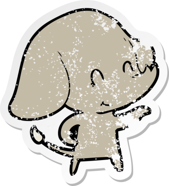 Bir insan tarafından çizilmiş şirin bir filin sıkıntılı çıkartması