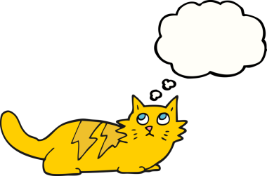 Bir insan tarafından çizilmiş serbest çizim baloncuk çizgi film kedisi.