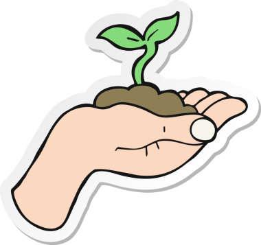 Bir insan tarafından çizilmiş bir karikatür filizinin etiketi.