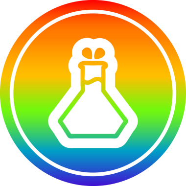 Bilim deneyi dairesel simgesi gökkuşağı gradyan bir insan tarafından çizilmiş