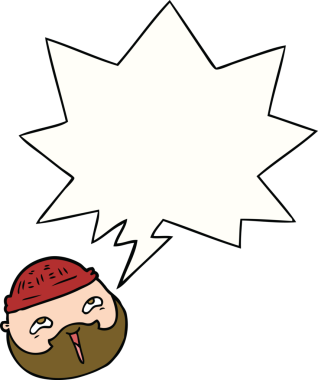 Bir insan tarafından çizilmiş sakallı, karikatür erkek yüzü