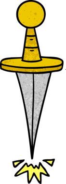 Bir insan tarafından çizilmiş küçük bir hançerin el çizimi karikatürü.