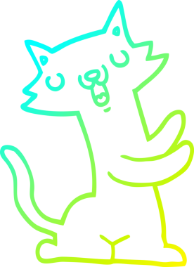 Bir insan tarafından çizilen çizgi film kedisinin soğuk gradyan çizgisi.