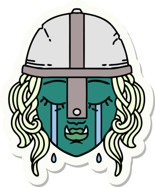 Bir insan tarafından çizilmiş ağlayan bir Ork savaşçı karakterinin çıkartması.