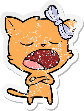 Bir insan tarafından çizilmiş esneyen bir çizgi filmin sıkıntılı çıkartması.