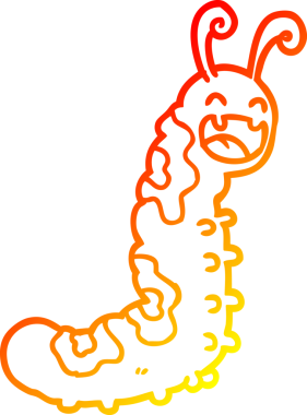 Bir insan tarafından çizilmiş komik bir tırtılın sıcak çizgi çizimi