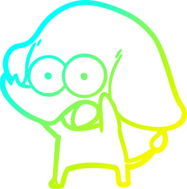 Bir insan tarafından çizilmiş şirin bir filin soğuk gradyan çizgisi