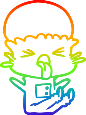 Gökkuşağı gradyan çizimi. Bir insan tarafından çizilmiş iğrenç bir çizgi film uzaylısı.