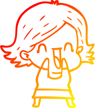 Bir insan tarafından çizilmiş mutlu bir kadının çizgi çizimi.