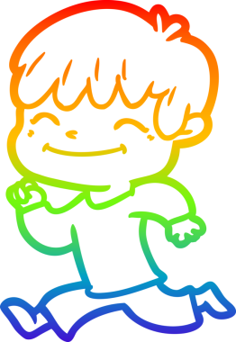 gökkuşağı gradyan çizgi çizimi bir insan tarafından çizilmiş mutlu bir çocuk