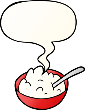 Bir insan tarafından çizilmiş konuşma baloncuklu lapa kasesi.