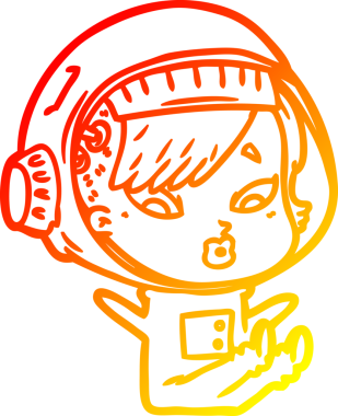 Bir insan tarafından çizilmiş bir astronot kadın çizgi çizimi.