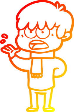 Bir insan tarafından çizilmiş endişeli bir çizgi film çocuğu çizimi.