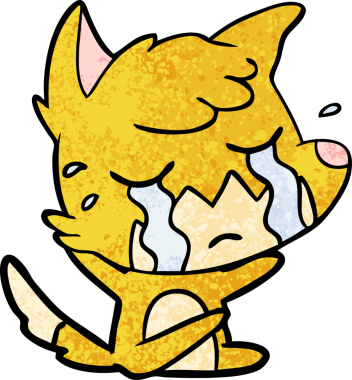 Bir insan tarafından çizilmiş ağlayan tilki çizgi filmi.