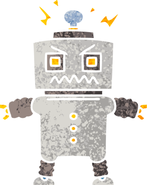 Bir insan tarafından çizilmiş garip çizim stili robot.