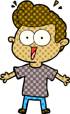 Bir insan tarafından çizilmiş çizgi film bakışlı adam.