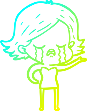 Bir insan tarafından çizilmiş ağlayan bir çizgi film kızı çizimi.