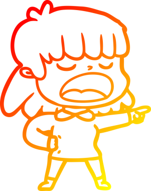 Bir insan tarafından yüksek sesle çizilmiş bir çizgi film kadını çizimi.