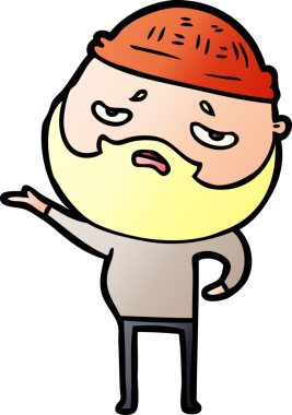 Bir insan tarafından çizilmiş sakallı endişeli bir adam.