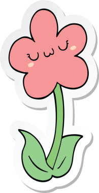 Bir insan tarafından çizilmiş karikatür çiçeğinin çıkartması.