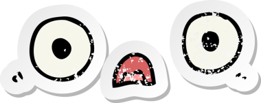 Bir insan tarafından çizilmiş şirin bir çizgi film karakterinin sıkıntılı çıkartması.