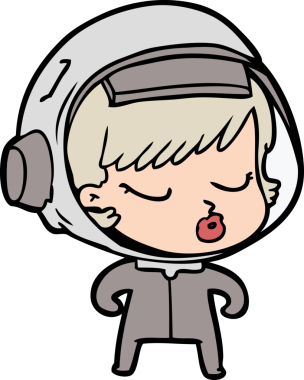 Bir insan tarafından çizilmiş güzel astronot kız.