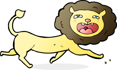 Bir insan tarafından çizilmiş çizgi film aslanı.