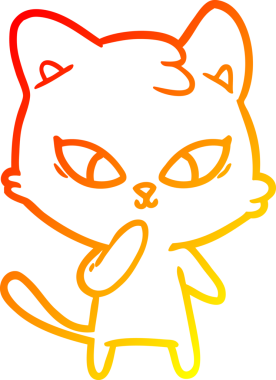 Bir insan tarafından çizilmiş sevimli bir çizgi film kedisinin sıcak çizgi çizgisi.