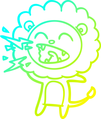 Bir insan tarafından çizilen kükreyen aslanın soğuk çizgi çizimi.