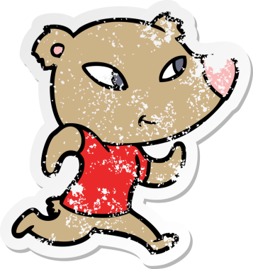 Bir insan tarafından çizilmiş şirin bir ayının sıkıntılı çıkartması.