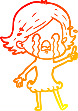 Bir insan tarafından çizilmiş, ağlayan bir çizgi kadın çizimi.